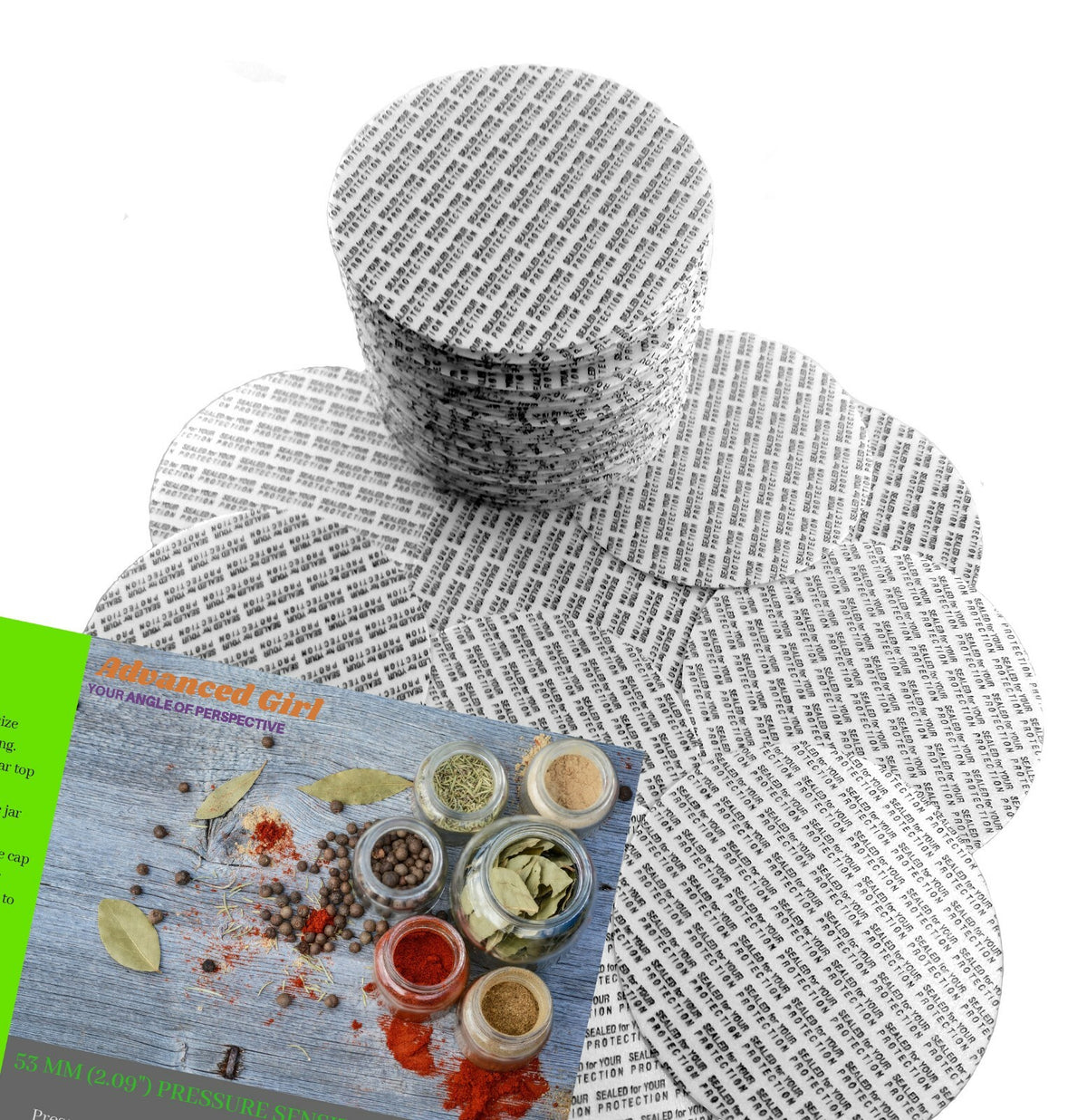 Pressure Sensitive Seal Liners for Jars & Bottles - 53mm, No Sealer Needed
