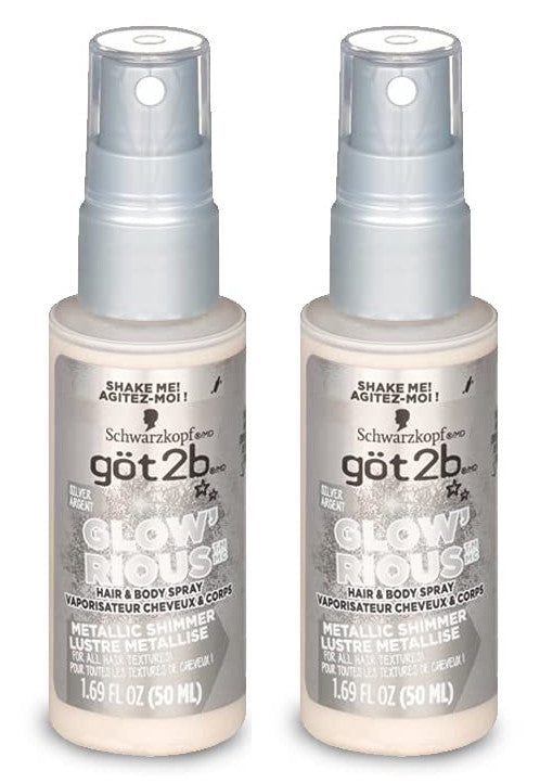 Got2b Glow Rious Metallic Silver Hair & Body Spray 1.69 oz 2 Pack