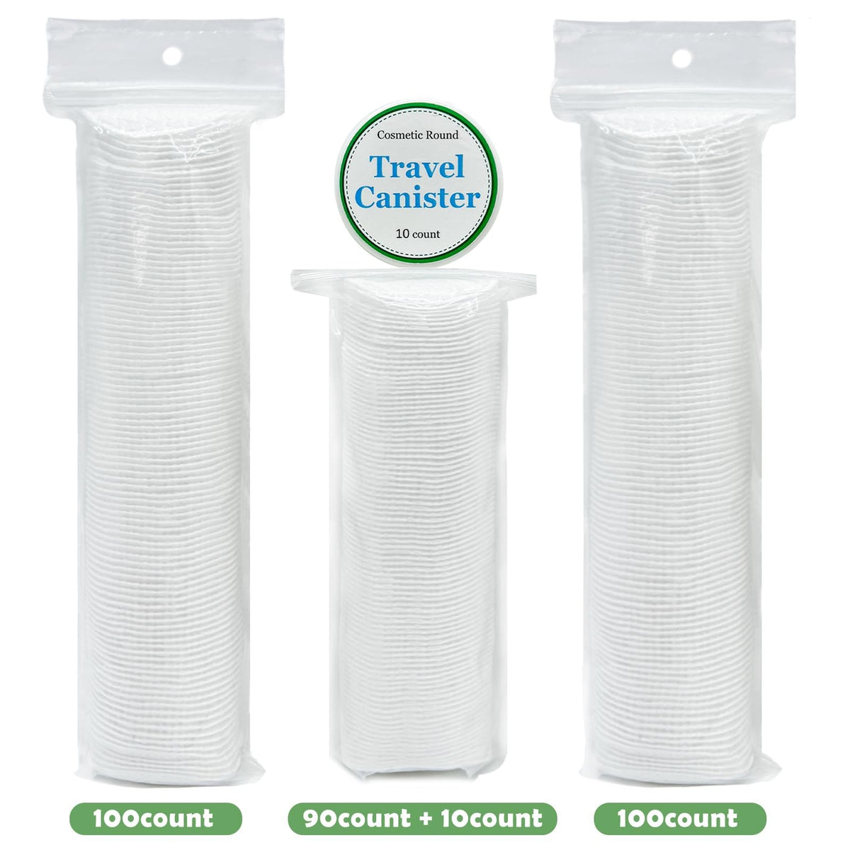 Cotton Rounds Pack of 300 with Travel Canister - Ultra Soft & Absorbent