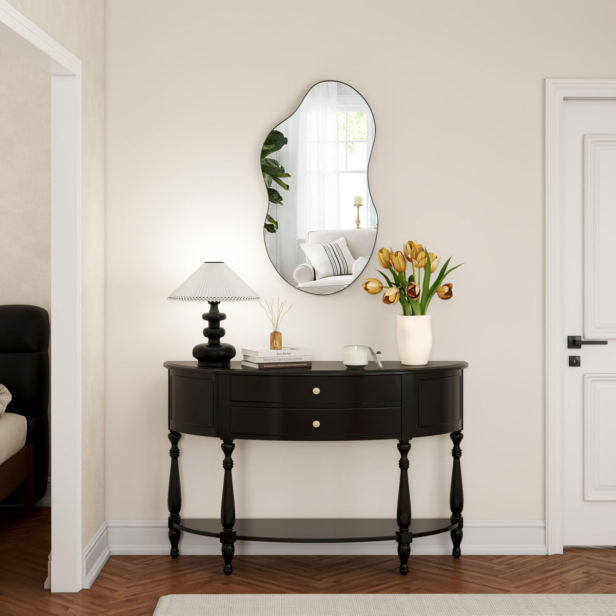 Irregular Decorative Wall Mirror 20x36 Black Modern Abstract Wall Art