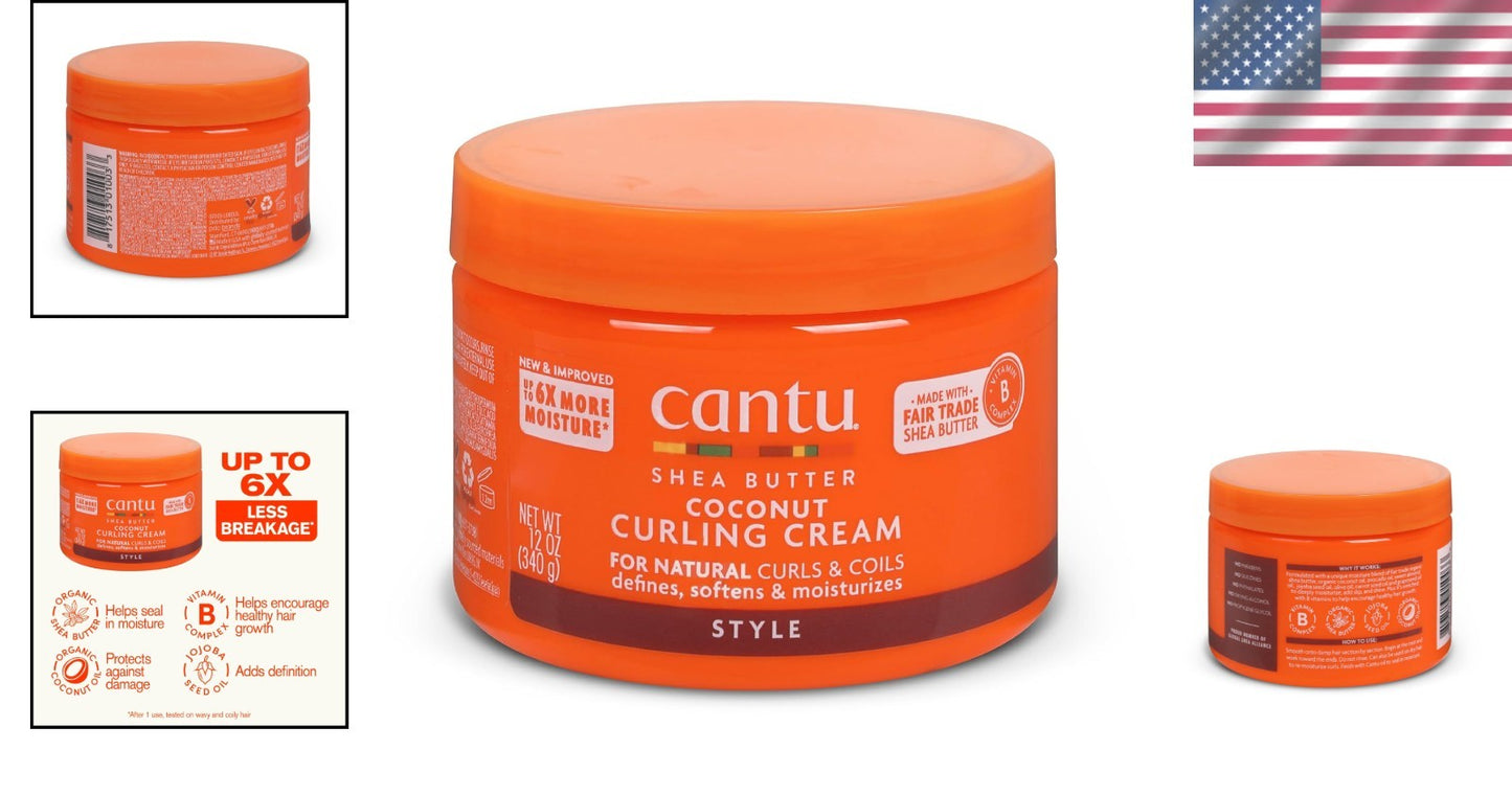 Curling Cream for Natural Hair - Moisturizing Coconut & Shea Butter 12oz