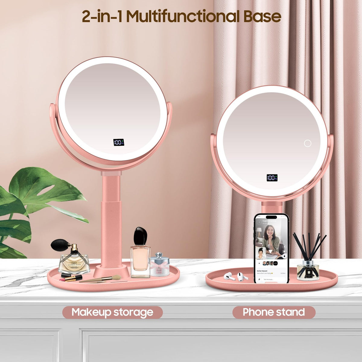 Lighting Magnifying Makeup Mirror with Touch Control 30X/1X for Desk & Travel