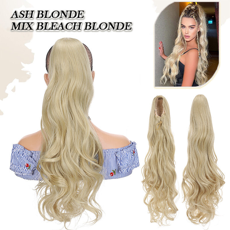 Drawstring Ponytail Hair Extension with Layered Wavy Texture - Thick & Natural-Looking