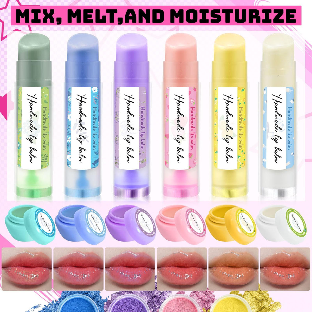 DIY Lip Balm Making Kit with 42 Pieces - Moisturizing & Nourishing Set, Pink
