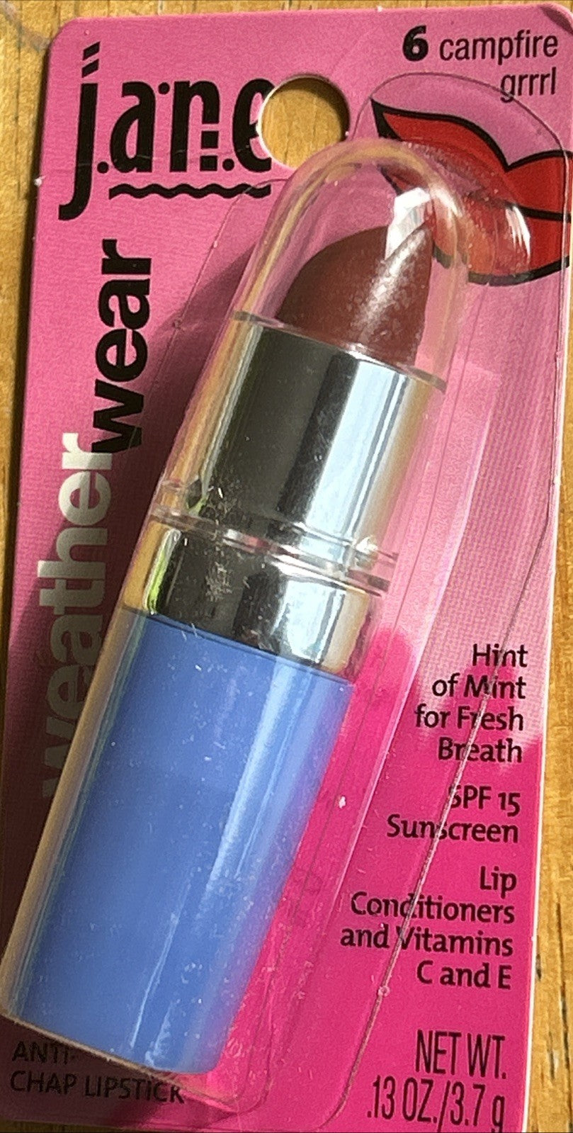 Jane Weather Wear Lipstick #6 Campfire Girl Anti-Chap Lip Balm