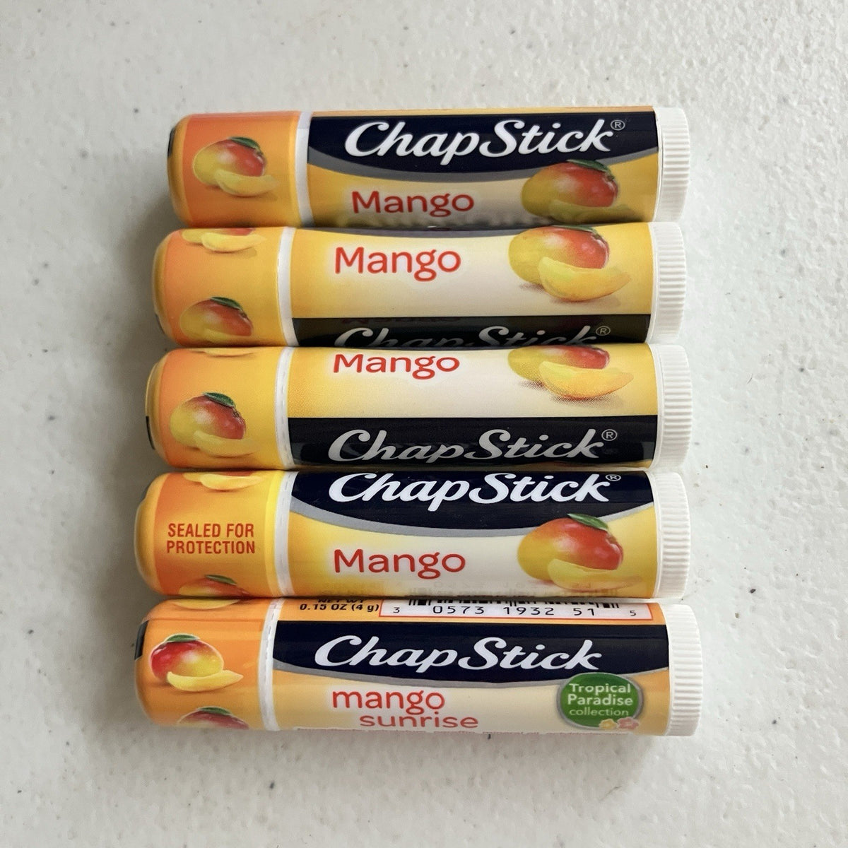 Mango Flavored Lip Balm Set - 5 Pack of Moisturizing Lip Care Tubes