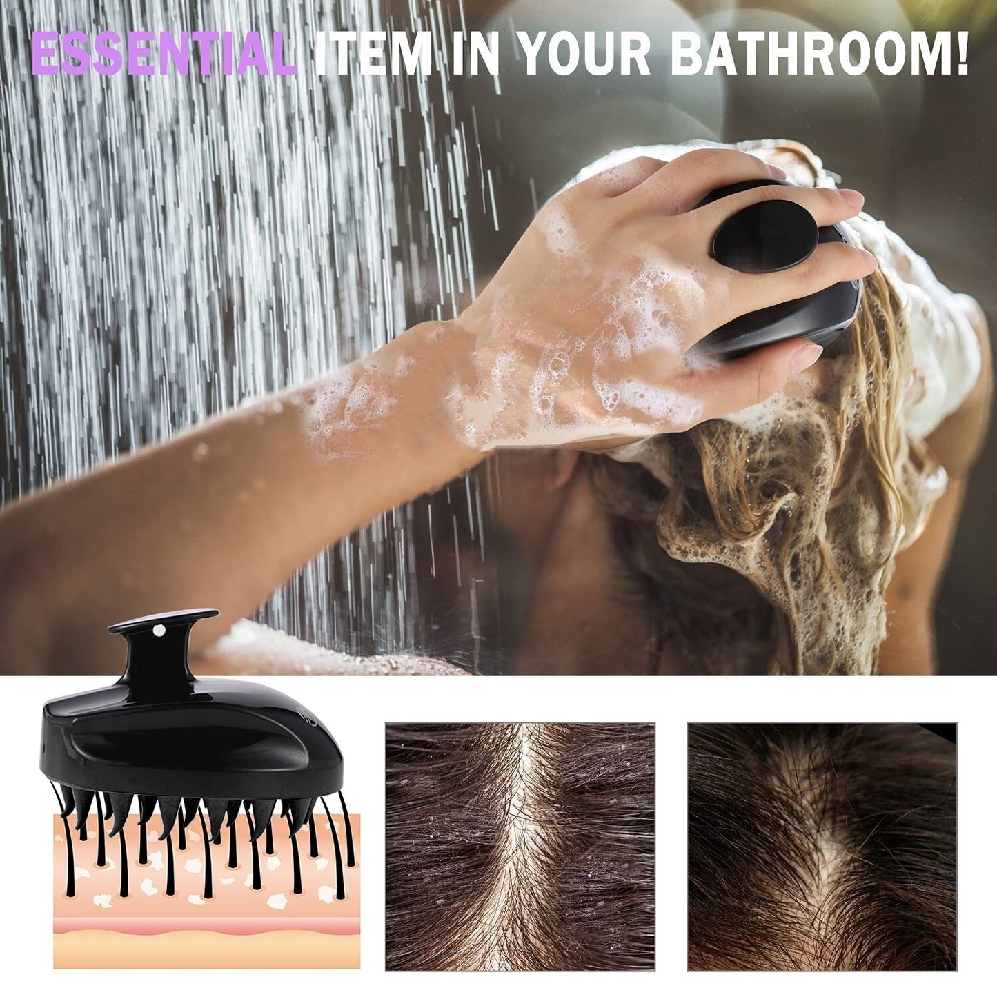 Scalp Massager Shampoo Brush Set - Deep Cleansing Hair & Scalp Care for Men Women Kids