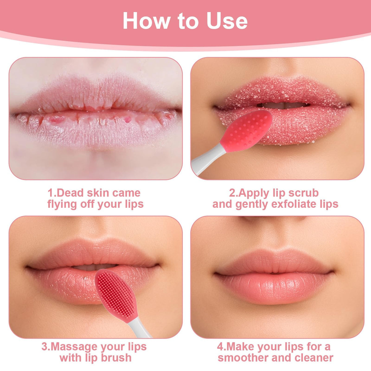 10 Pcs Lip Scrub Brush Set - Silicone Exfoliating & Applicator Tools in Multiple Colors
