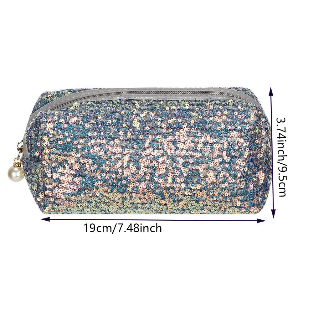 Shiny Sequin Makeup Bag Portable Cosmetic Organizer with Zipper