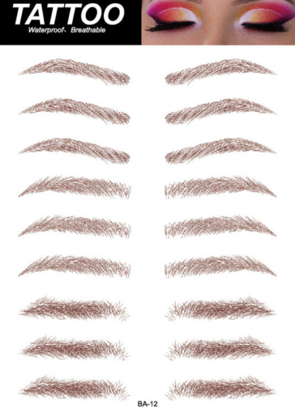 Waterproof Hair-Like Eyebrow Tattoo Stickers - Natural Microblading Effect, Reusable, 4D Texture