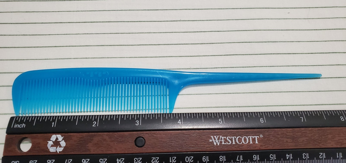 Vintage Unbreakable Blue Rat Tail Comb Set - 8 Inch, 4 Pieces