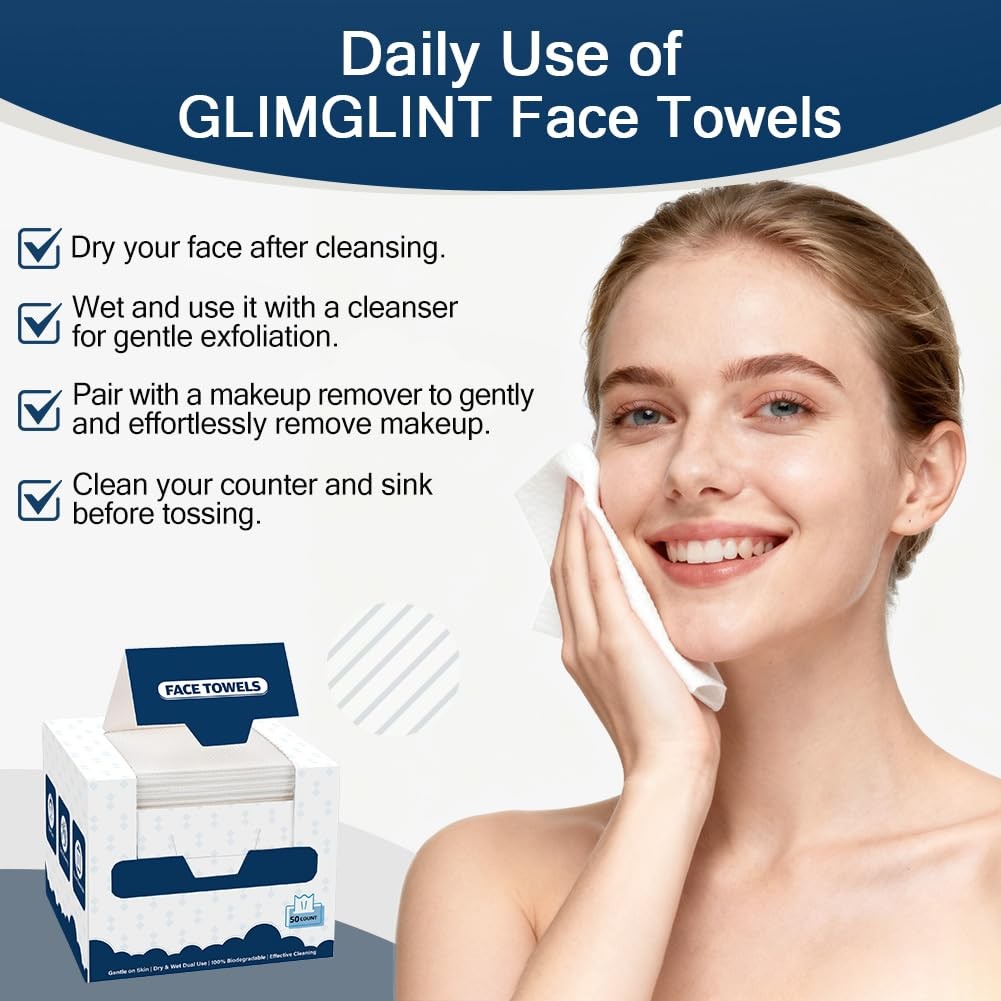 Disposable Face Towels Pack of 200 - Soft Makeup Remover Wipes for Sensitive Skin