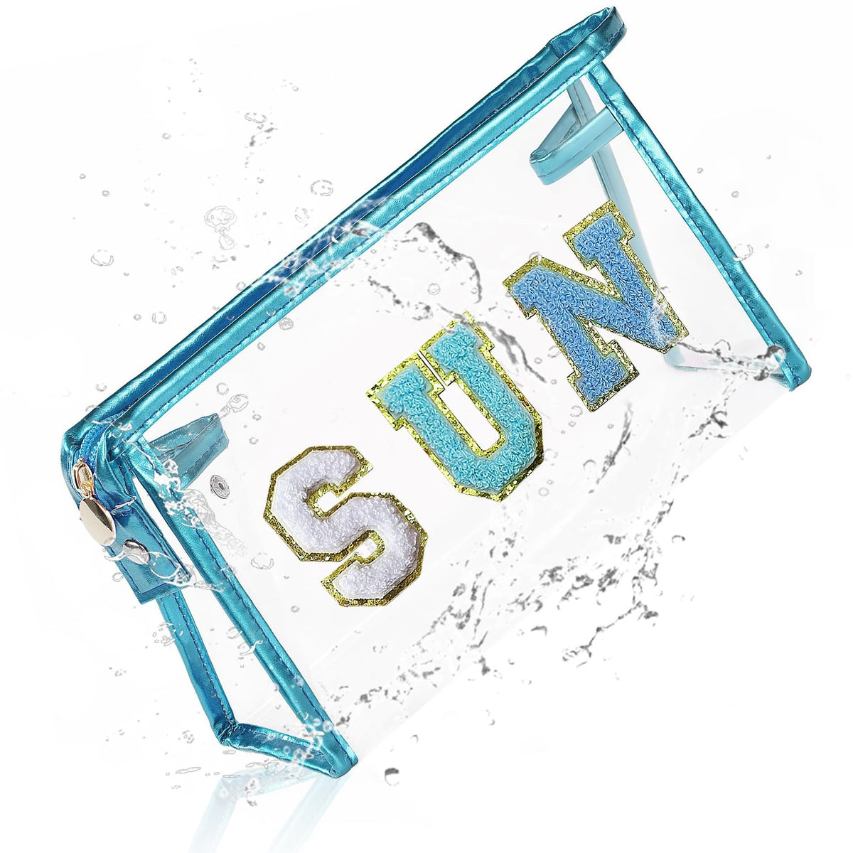 Clear Sunscreen Makeup Bag for Beach & Travel - Blue 8.8 x 2.7 x 5.5 Inches