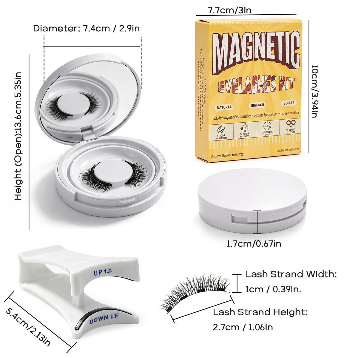 Magnetic Reusable Lash Kit – Natural Glam Eye Makeup Set with Eyelash Tools