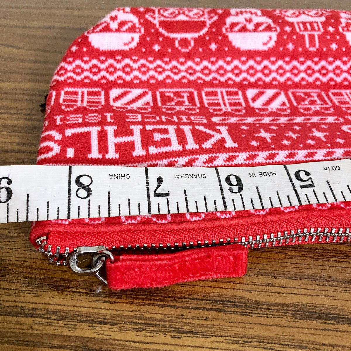 Kiehls Skull Red Velour Cosmetic Bag Small Travel Pouch Holiday Gift