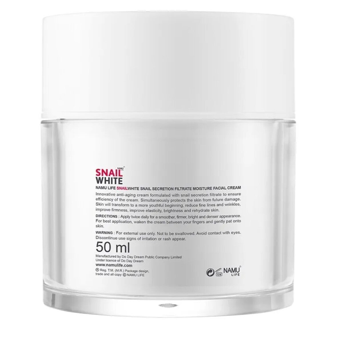 Snail White Moisture Facial Cream - Anti-Aging Hydrating Skin Care 50ML