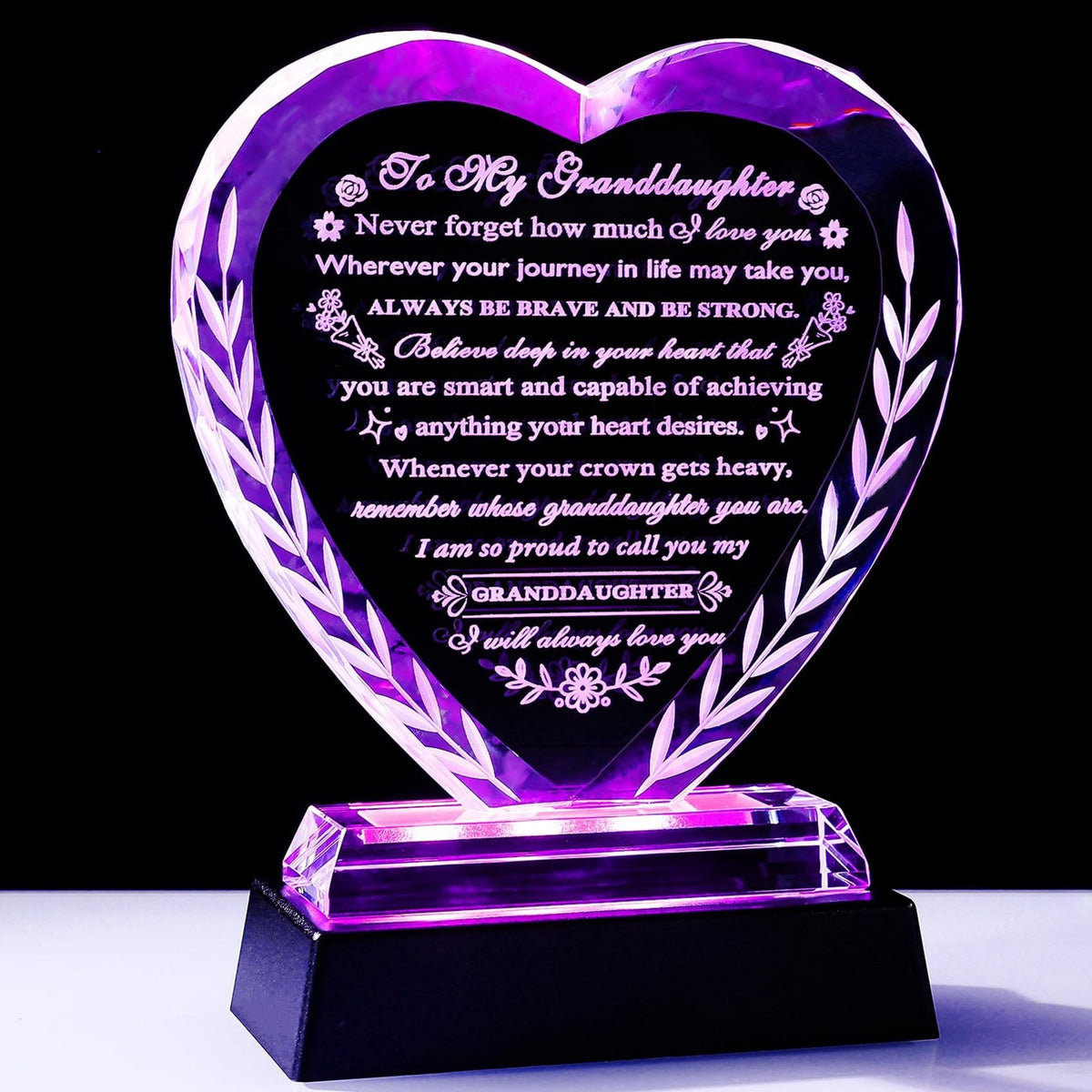 Crystal Keepsake Gift for Granddaughter from Grandma Grandpa - Heart-Shaped Present