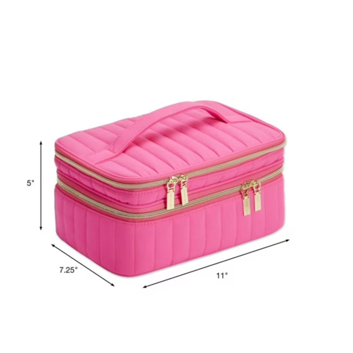 Pink Travel Cosmetic Train Case with Mirror & Brush Organizer