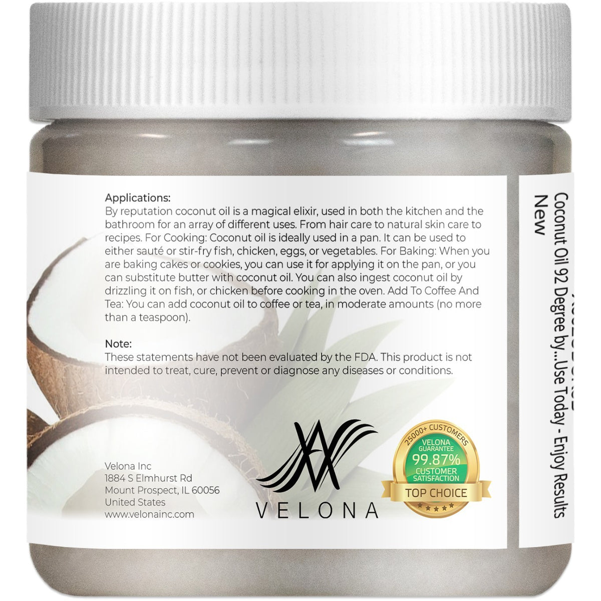 Pure Refined Coconut Oil 92 Degree - Multiple Sizes for Skincare & Cooking
