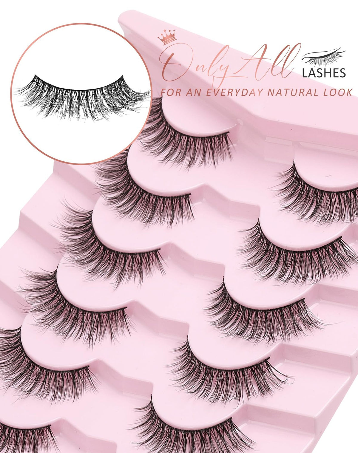 Natural Wispy False Eyelashes 7 Pairs Lightweight Reusable Strip Lashes