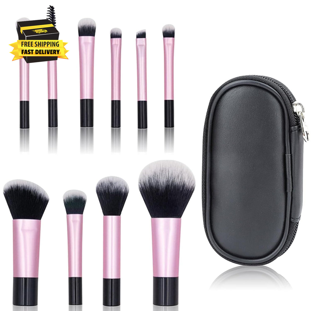 Travel Makeup Brush Set 10 Pcs Mini Makeup Brushes with Pouch