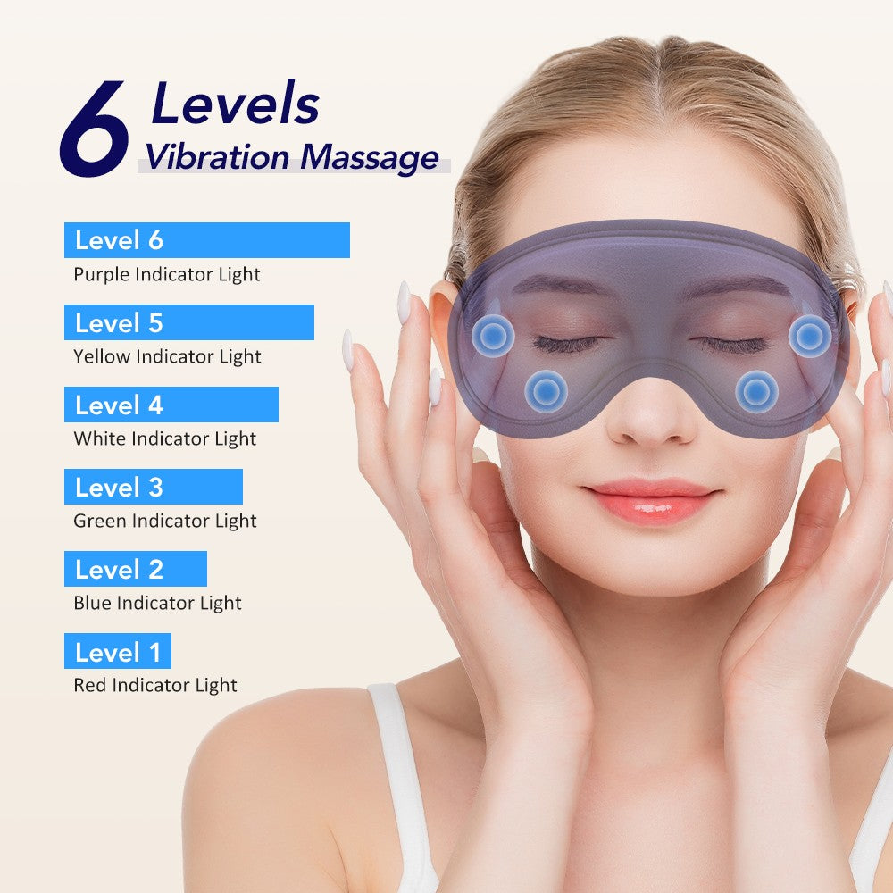 Electric Heated Eye Mask with 5 Temperature & 6 Vibration Modes - Relax & Relieve Eye Fatigue