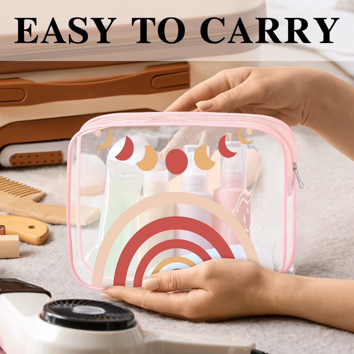 Clear Makeup Bags Set - 6 Waterproof PVC Cosmetic Organizers for Travel & Storage