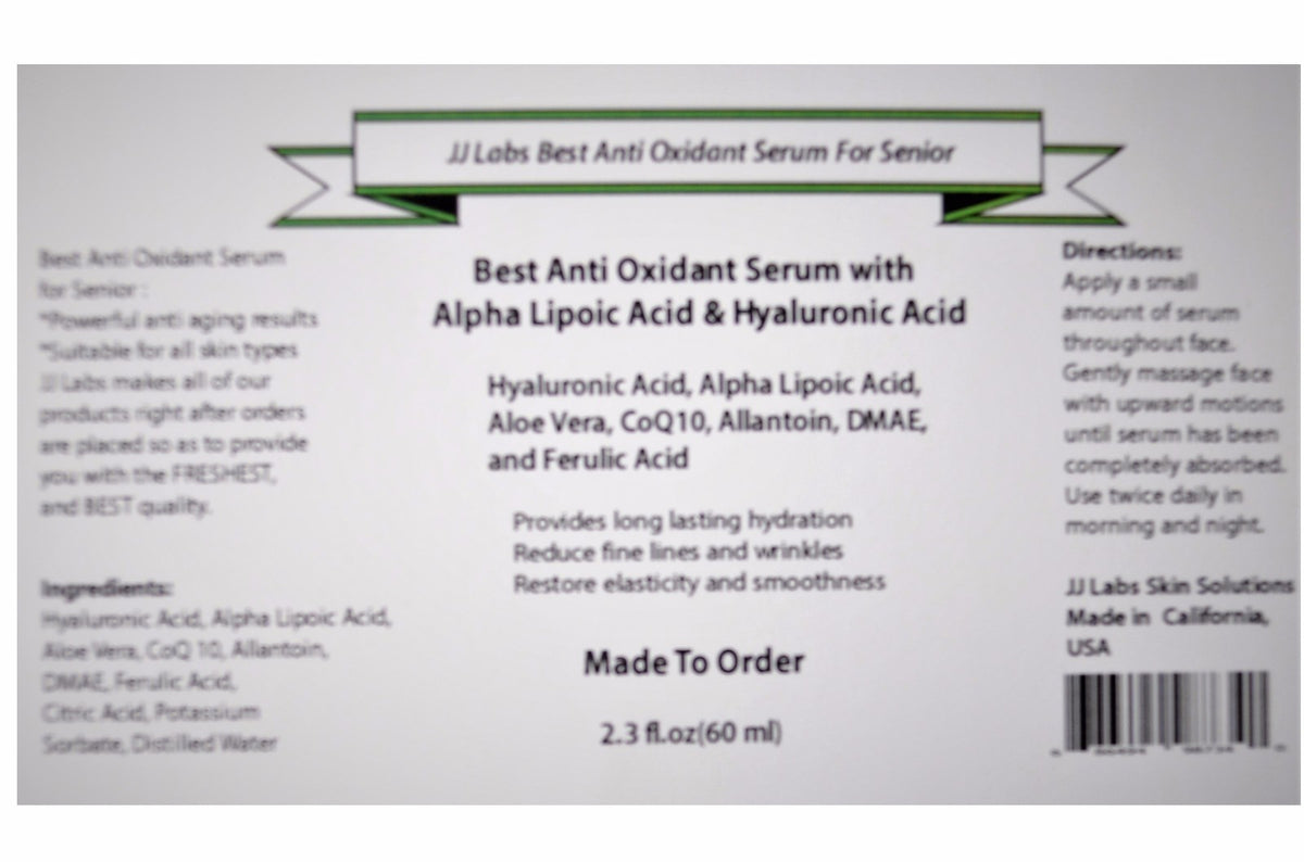 Senior Anti-Oxidant Face Serum with Hyaluronic Acid & ALA - Natural Skin Care