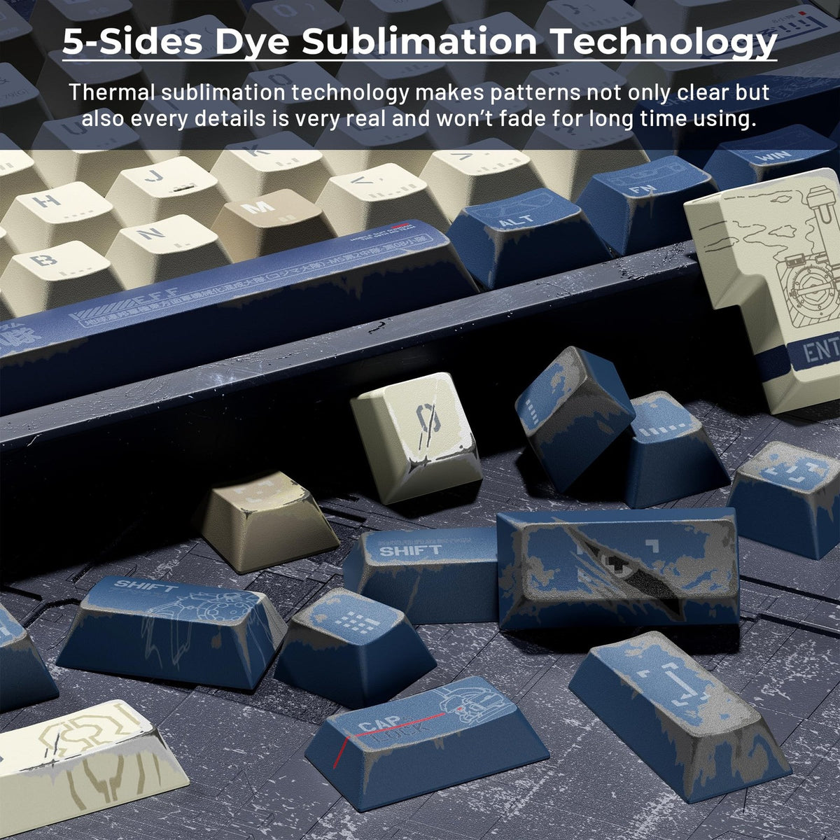 Japanese Anime Keycap Set for Mechanical Keyboard - 134 PBT Dye Sublimation Caps, Cherry Profile