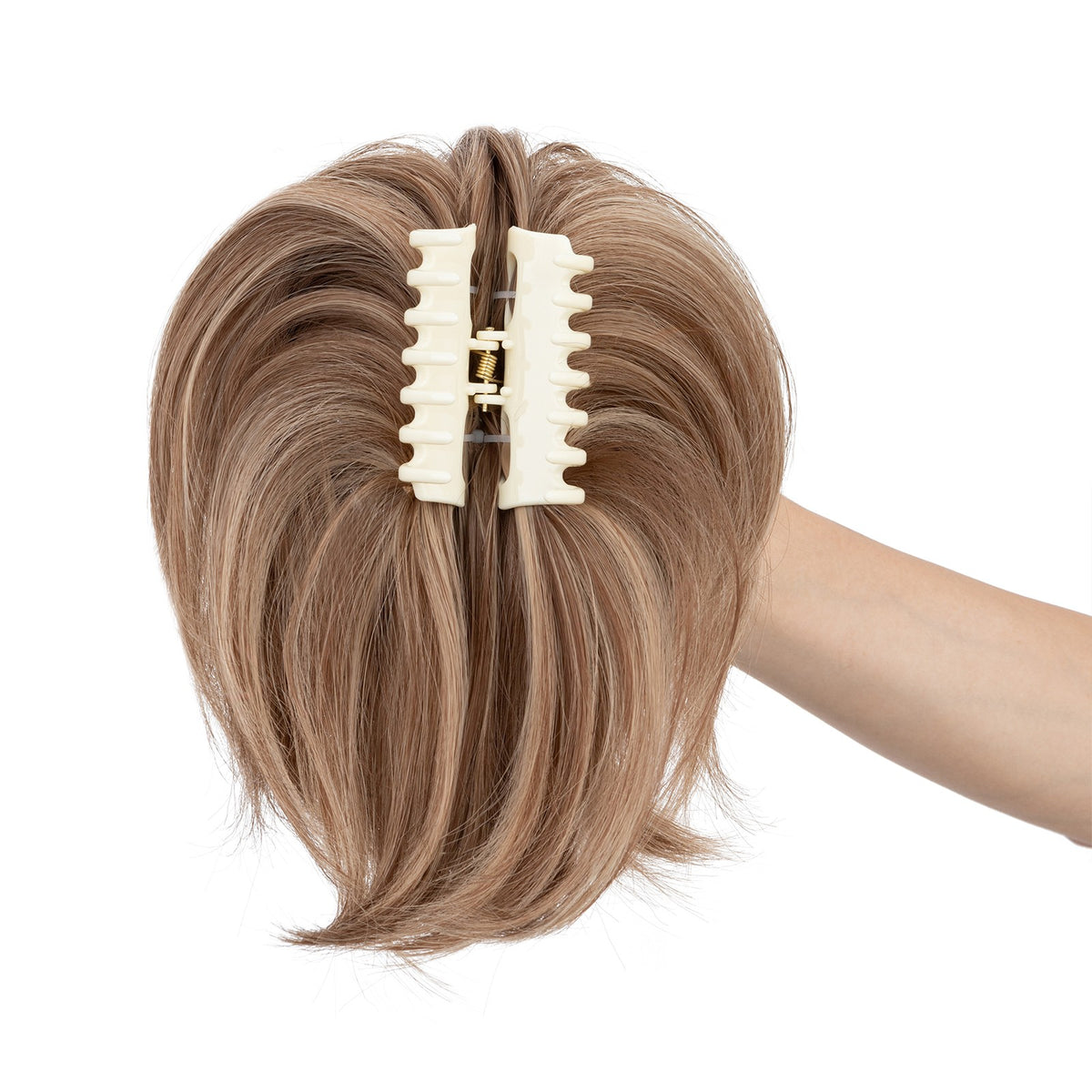 Short Claw Ponytail Extender with Bendable Updo Hair Piece and Claw Clip - Natural Look