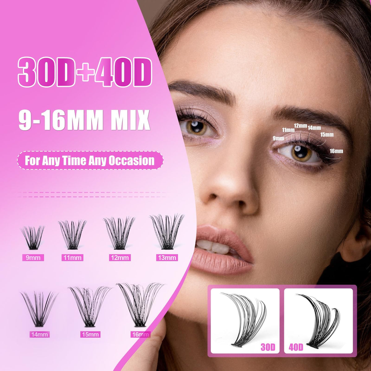 Fluffy Lash Clusters Kit 280PCS Wispy Natural Look DIY Eyelash Extensions