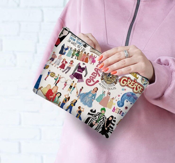 Musical Theater Cosmetic Makeup Bag Gift - Hairspray & Cabaret Theme