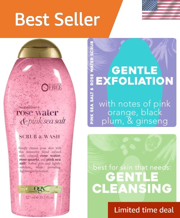 Soothing Exfoliating Body Wash with Rose Water & Pink Sea Salt - 19.5