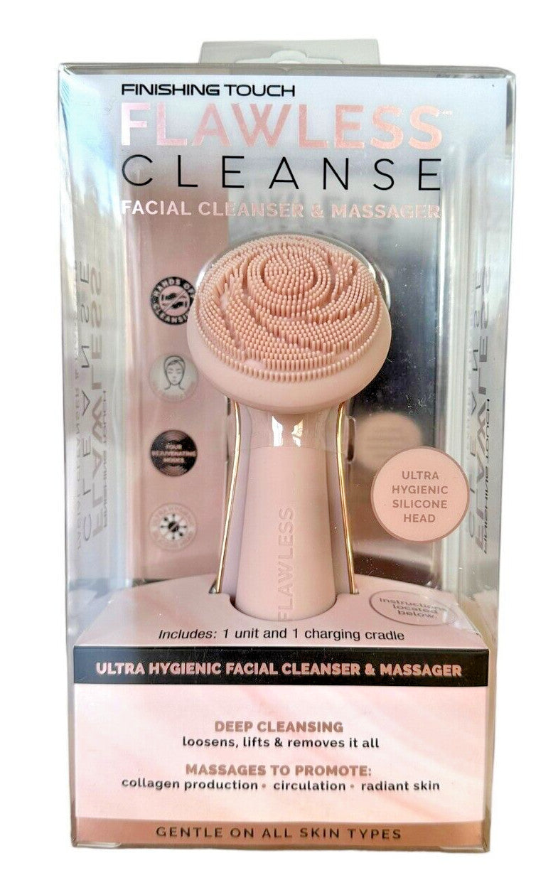 Facial Cleansing System with Massager and Silicone Head - Pink