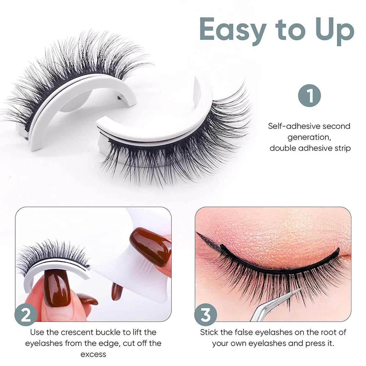 Reusable Self-Adhesive 3D Mink False Eyelashes - Natural, Long, Thick Styles