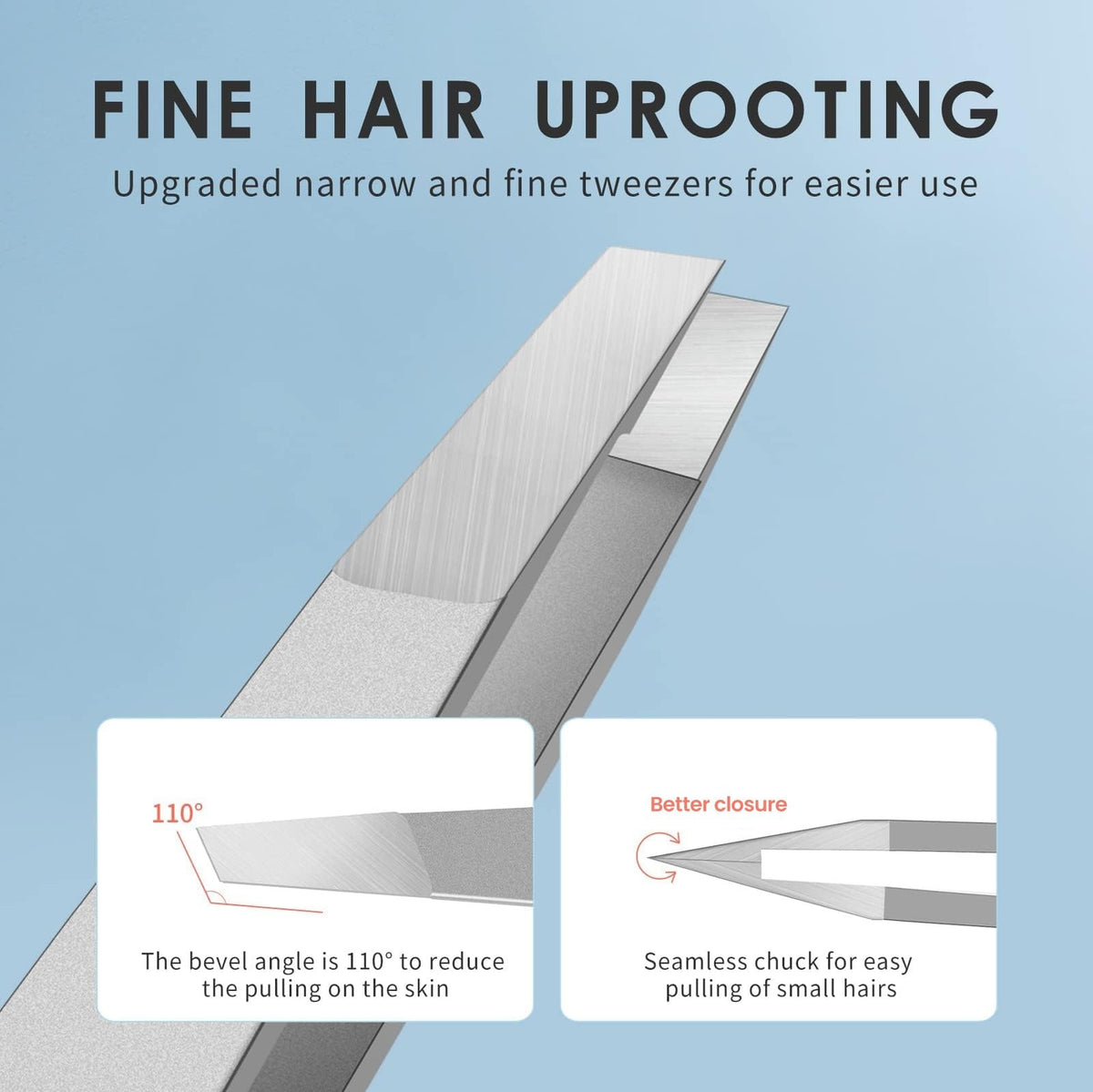 Eyebrow Hair Removal Tweezers Slant Tip 2 Pack for Precision Shaping
