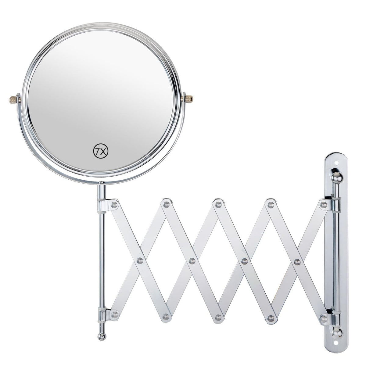Welllink 7-Inch Wall Mounted Double-Sided Makeup Mirror with 7X Magnification