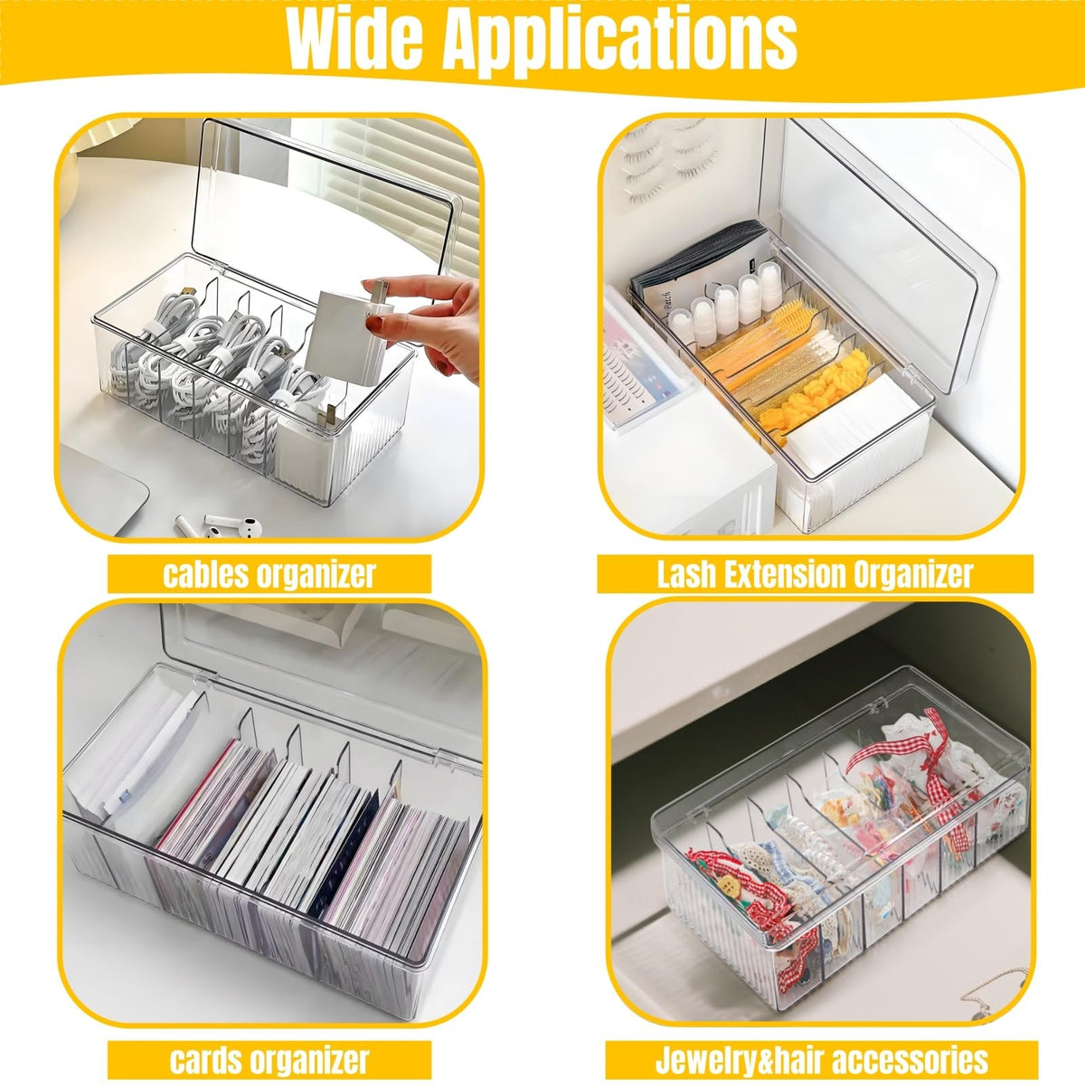 Lash Extension Organizer Box with 6 Compartments - Clear Storage for Lash Supplies