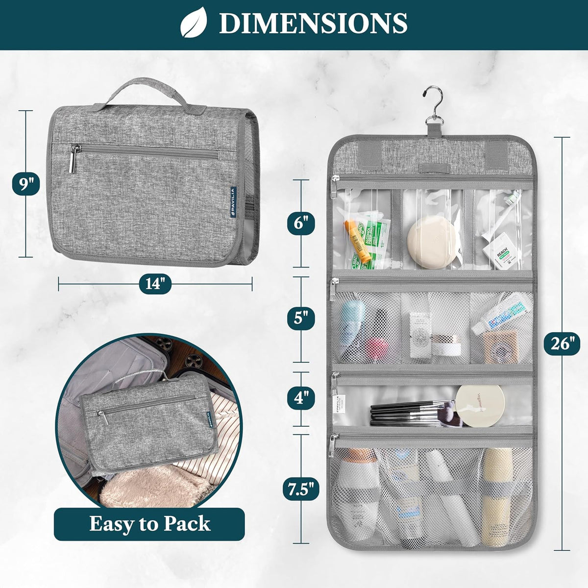 Large Hanging Waterproof Travel Toiletry Bag for Women and Men