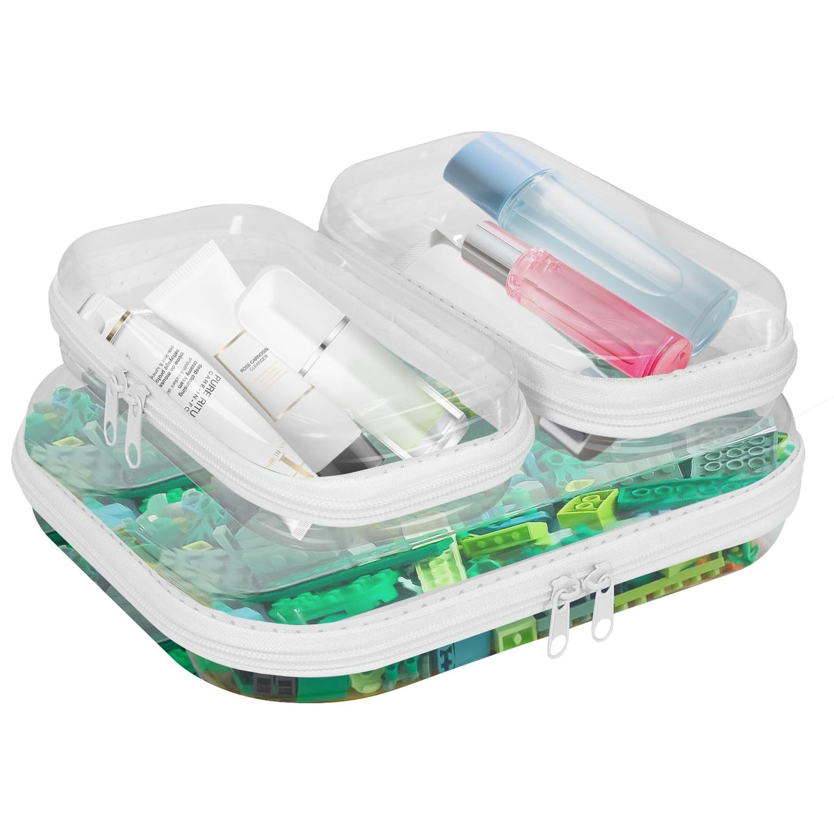 Clear Hard Shell Zipper Cases Set of 3 - Durable Plastic Storage Pouches for Travel & Organization