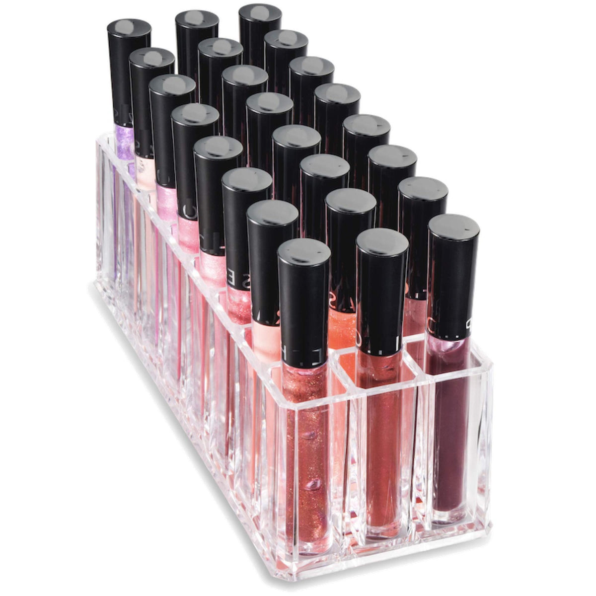 Acrylic Lipstick & Lip Gloss Organizer Set - 48 Space Clear Cosmetic Storage