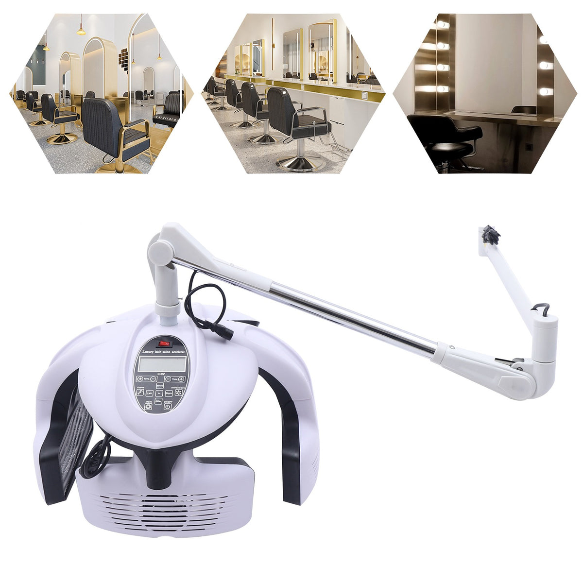 1250W Wall Mount Hair Dryer with Adjustable Swing Arm for Salon Use