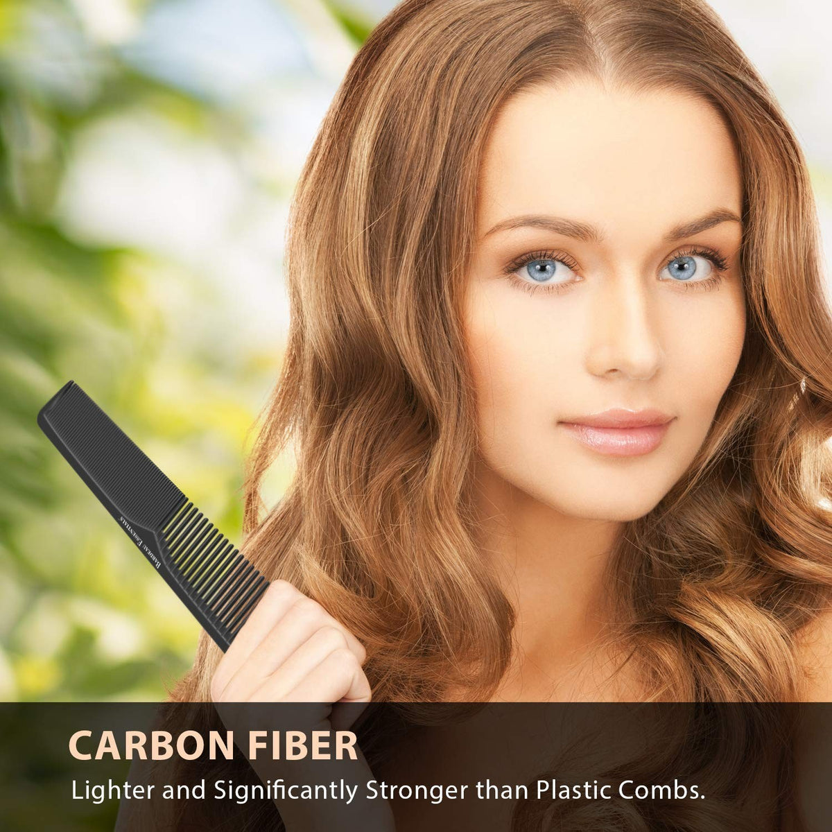 7-Inch Carbon Fiber Anti-Static Styling Comb Heat-Resistant for All Hair Types