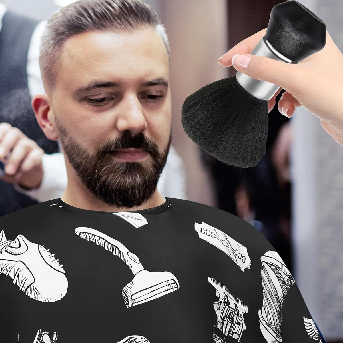 Large Soft Nylon Barber Neck Duster Brush for Haircut & Face Cleaning