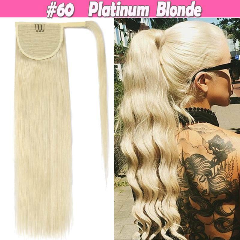 Remy Human Hair Ponytail Extensions Wrap Around Clip-In Hairpiece