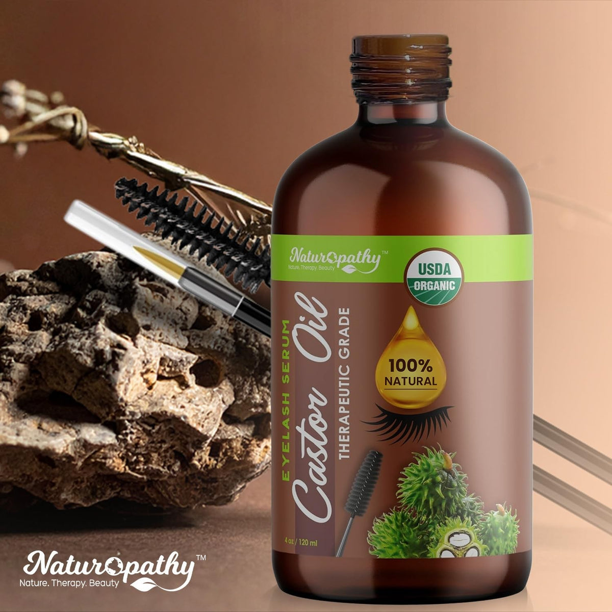 USDA Organic Castor Oil 4oz - Pure Natural Hair & Skin Moisturizer
