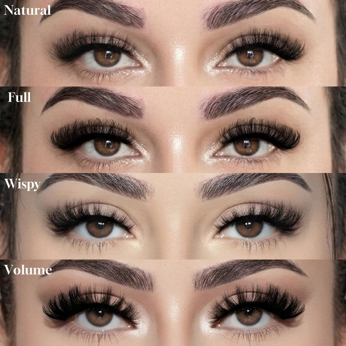 Wispy False Eyelashes 4 Styles, 20 Pairs - Natural Cat Eye Look