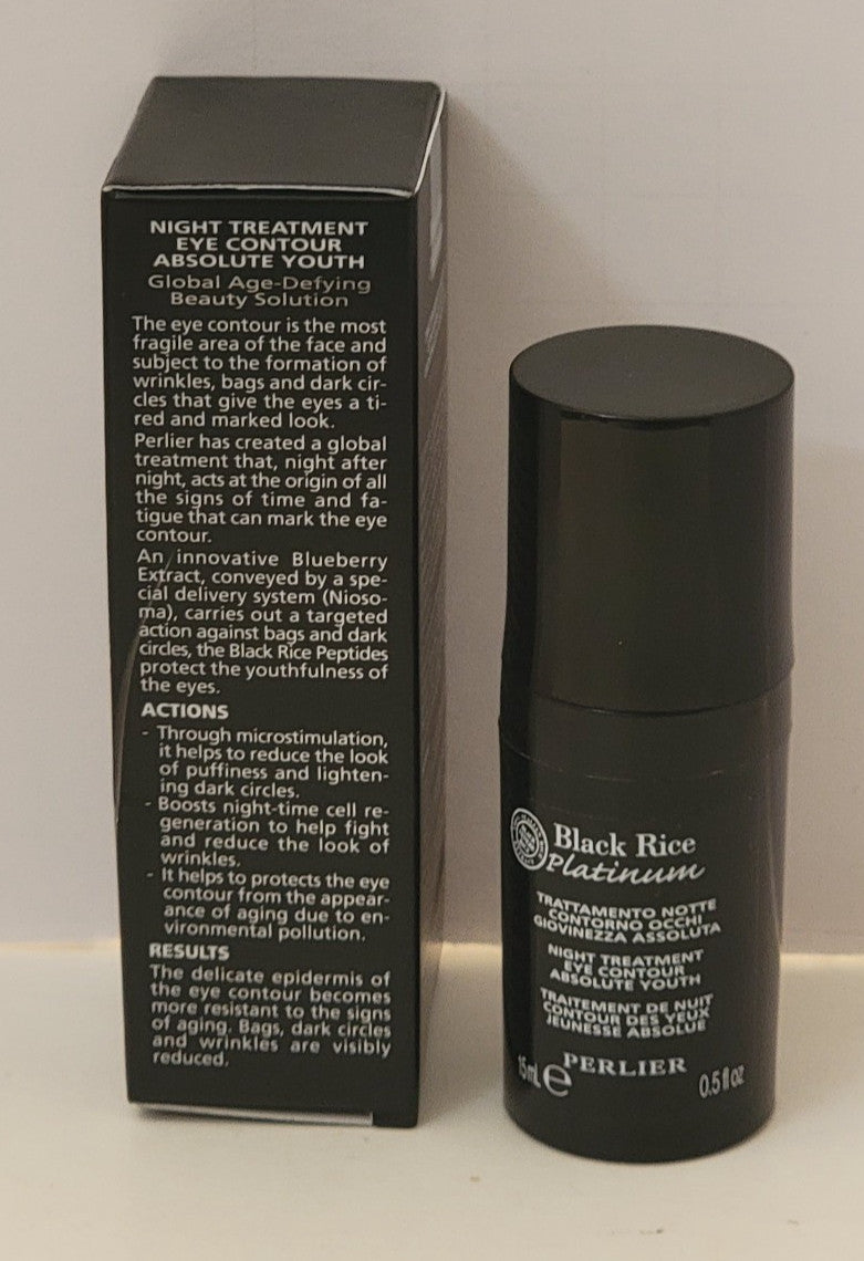 Night Eye Cream for Youthful Skin - Black Rice Platinum Treatment 0.5oz