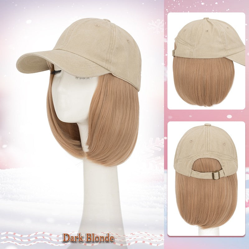Unisex Wavy Long Hair Beret Cap with Synthetic Hair - Casual Hat Wig