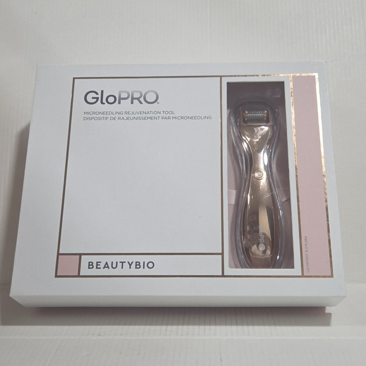 Microneedling Skin Regeneration Tool with LED Light - Rose Gold, Reusable Pads